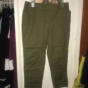 Pixie cut olive green dress pants